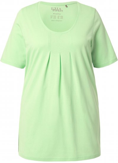Ulla Popken Essential Front Pleat Tee Light Green - Trička - 