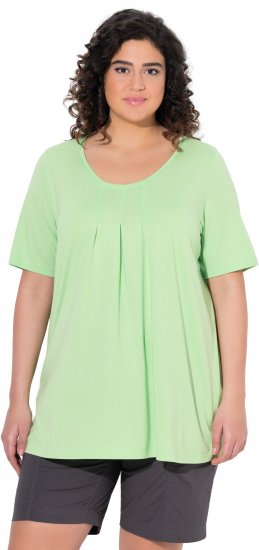 Ulla Popken Essential Front Pleat Tee Light Green - Trička - 