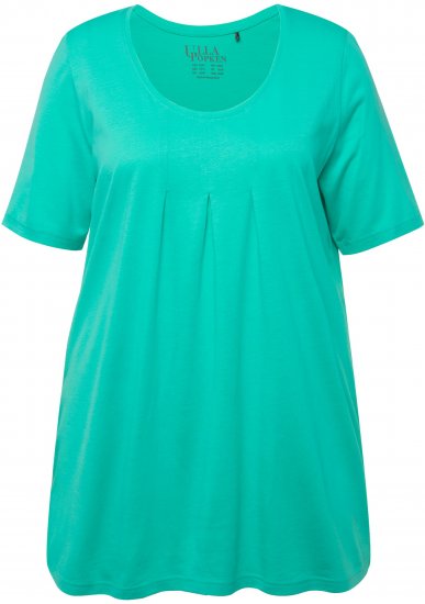 Ulla Popken Essential Front Pleat Tee Turquoise Green - Trička - 