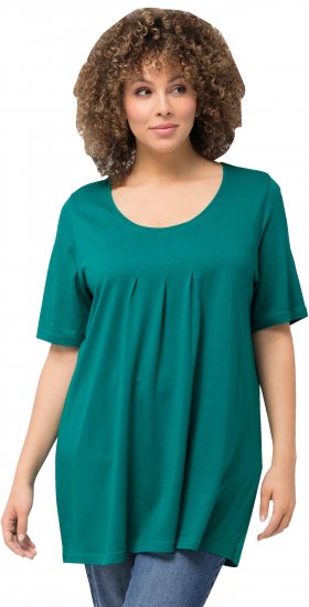 Ulla Popken Essential Front Pleat Tee Dark Emerald - Trička - 