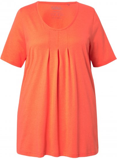 Ulla Popken Essential Front Pleat Tee Pink Coral - Trička - 