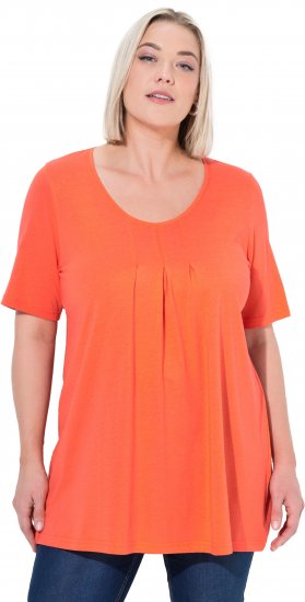 Ulla Popken Essential Front Pleat Tee Pink Coral - Trička - 