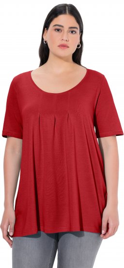 Ulla Popken Essential Front Pleat Tee Poppy - Trička - 