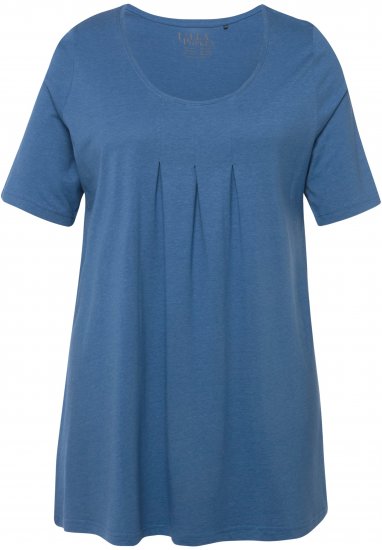 Ulla Popken Essential Front Pleat Tee Denim Blue - Trička - 