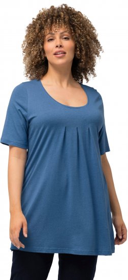 Ulla Popken Essential Front Pleat Tee Denim Blue - Trička - 
