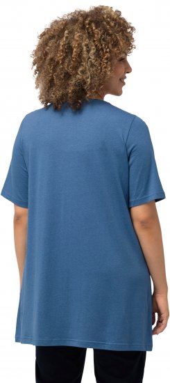 Ulla Popken Essential Front Pleat Tee Denim Blue - Trička - 