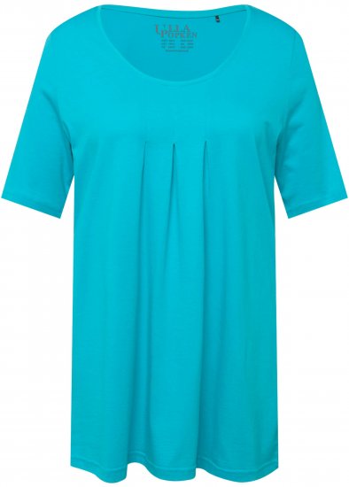 Ulla Popken Essential Front Pleat Tee Deep Aqua - Trička - 