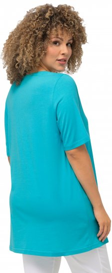 Ulla Popken Essential Front Pleat Tee Deep Aqua - Trička - 
