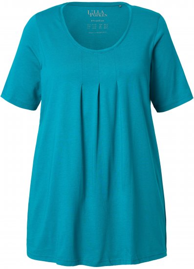 Ulla Popken Essential Front Pleat Tee Teal - Trička - 