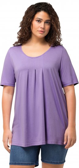 Ulla Popken Essential Front Pleat Tee Pale Lilac - Trička - 