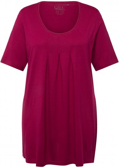Ulla Popken Essential Front Pleat Tee Magnolia Red - Trička - 
