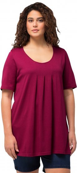 Ulla Popken Essential Front Pleat Tee Magnolia Red - Trička - 