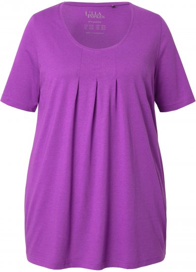 Ulla Popken Essential Front Pleat Tee Purple - Trička - 