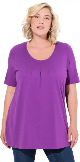 Ulla Popken Essential Front Pleat Tee Purple - Trička - 