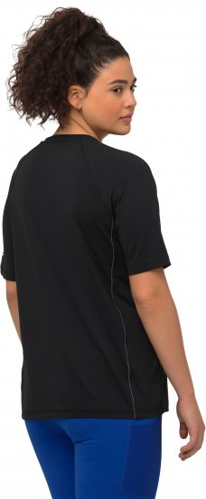 Ulla Popken Piping Accent Functional UVP 50+ Stretch Knit Top Black - Trička - 