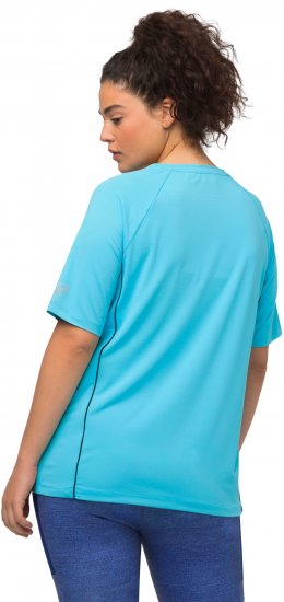 Ulla Popken Piping Accent Functional UVP 50+ Stretch Knit Top Bright Turquoise - Trička - 