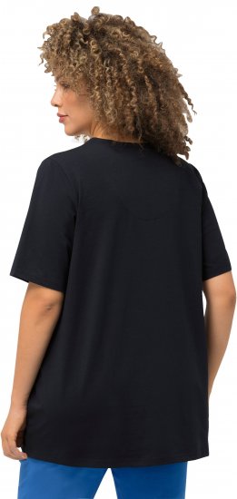 Ulla Popken Essential Notch Neck Stretch Tee Navy Blue - Trička - 
