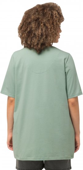 Ulla Popken Essential Notch Neck Stretch Tee Light Moss Green - Trička - 