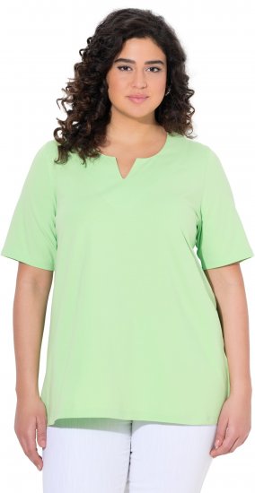 Ulla Popken Essential Notch Neck Stretch Tee Light Green - Trička - 