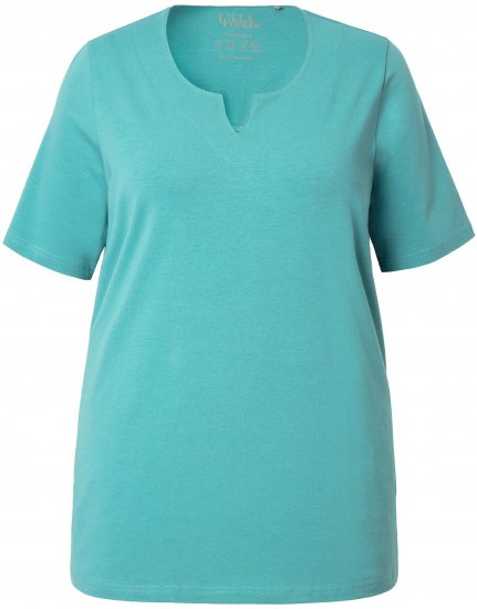 Ulla Popken Essential Notch Neck Stretch Tee Pale Green - Trička - 