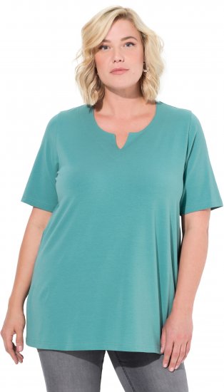 Ulla Popken Essential Notch Neck Stretch Tee Pale Green - Trička - 