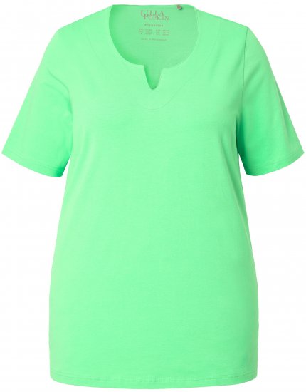 Ulla Popken Essential Notch Neck Stretch Tee Mint Green - Trička - 