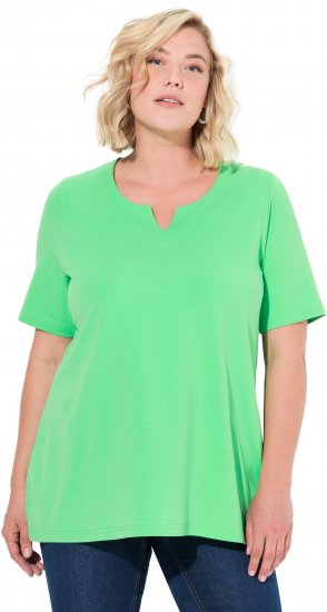 Ulla Popken Essential Notch Neck Stretch Tee Mint Green - Trička - 