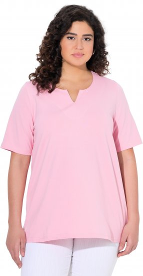Ulla Popken Essential Notch Neck Stretch Tee Pink - Trička - 