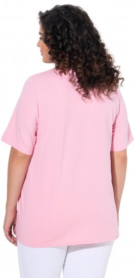 Ulla Popken Essential Notch Neck Stretch Tee Pink - Trička - 