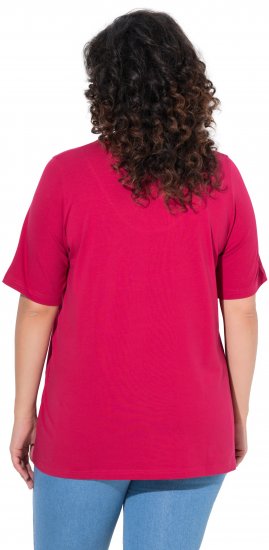 Ulla Popken Essential Notch Neck Stretch Tee Dark Raspberry - Trička - 