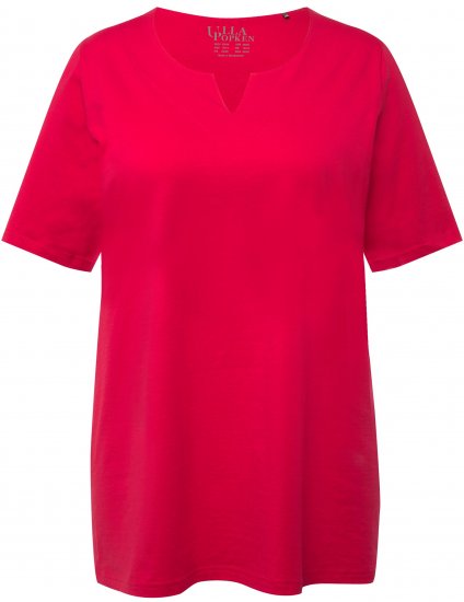 Ulla Popken Essential Notch Neck Stretch Tee Red - Trička - 