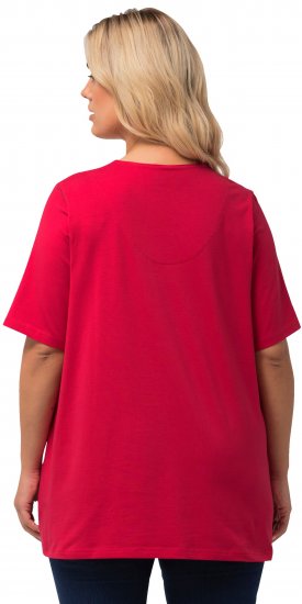 Ulla Popken Essential Notch Neck Stretch Tee Red - Trička - 
