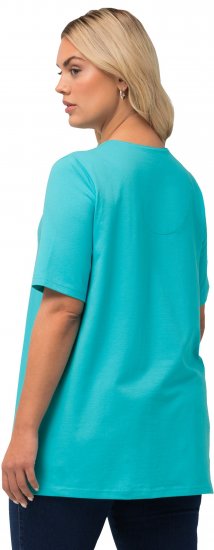 Ulla Popken Essential Notch Neck Stretch Tee Deep Aqua - Trička - 
