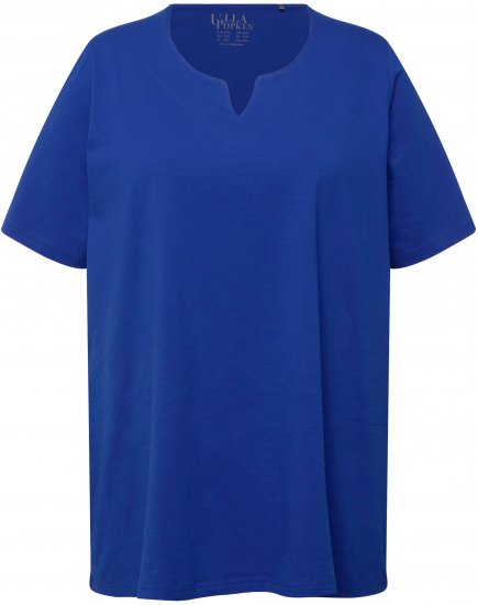 Ulla Popken Essential Notch Neck Stretch Tee Cobalt Blue - Trička - 