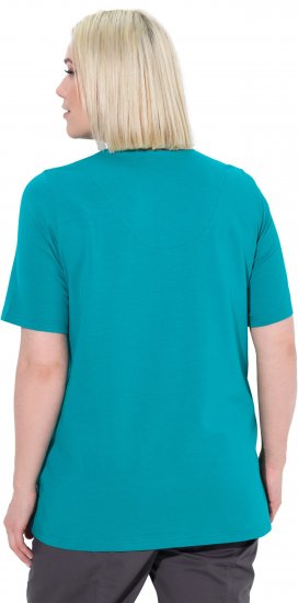Ulla Popken Essential Notch Neck Stretch Tee Teal - Trička - 