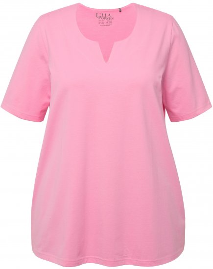 Ulla Popken Essential Notch Neck Stretch Tee Light Pink - Trička - 