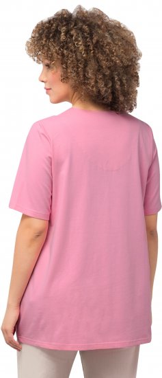 Ulla Popken Essential Notch Neck Stretch Tee Light Pink - Trička - 