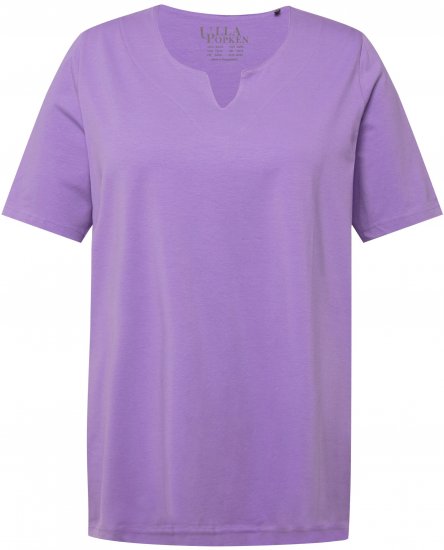 Ulla Popken Essential Notch Neck Stretch Tee Pale Lilac - Trička - 