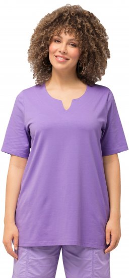 Ulla Popken Essential Notch Neck Stretch Tee Pale Lilac - Trička - 