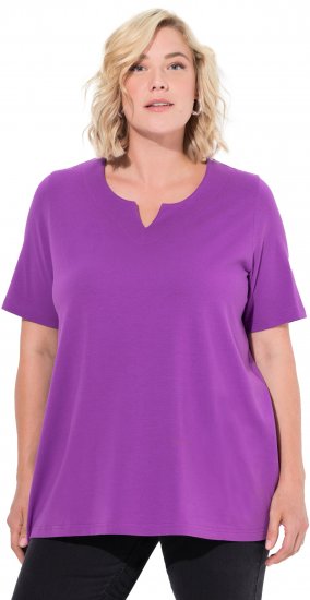 Ulla Popken Essential Notch Neck Stretch Tee Purple - Trička - 
