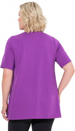 Ulla Popken Essential Notch Neck Stretch Tee Purple - Trička - 