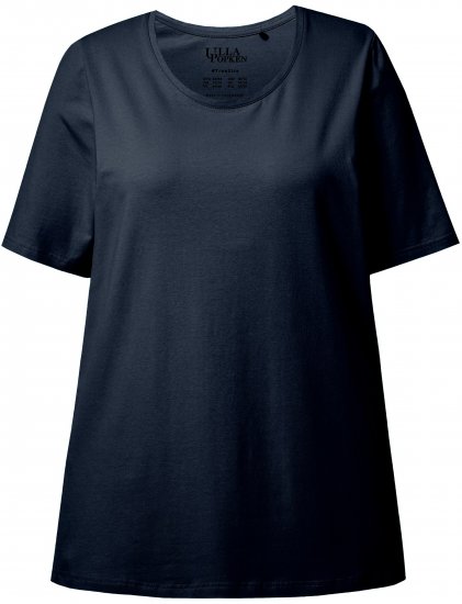Ulla Popken Essential Round Neck Stretch Tee Navy Blue - Trička - 