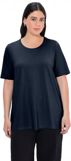 Ulla Popken Essential Round Neck Stretch Tee Navy Blue - Trička - 