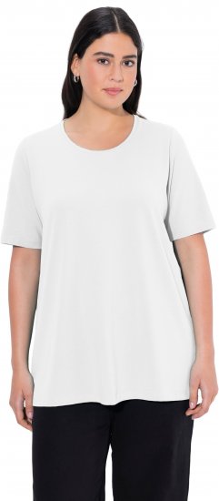 Ulla Popken Essential Round Neck Stretch Tee Snow White - Trička - 