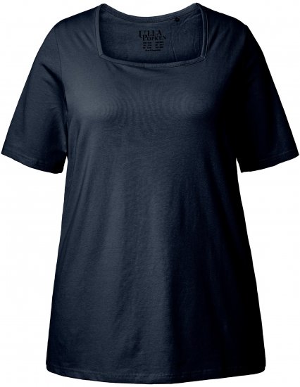 Ulla Popken Essential Square Neck Stretch Tee Navy Blue - Trička - 