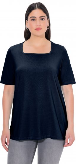 Ulla Popken Essential Square Neck Stretch Tee Navy Blue - Trička - 