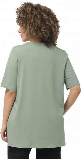 Ulla Popken Essential Square Neck Stretch Tee Light Moss Green - Trička - 