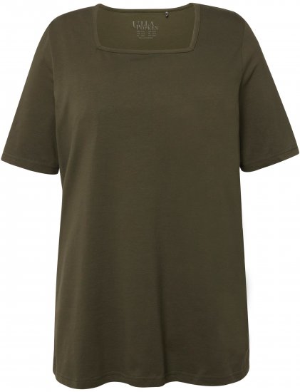Ulla Popken Essential Square Neck Stretch Tee Forest Green - Trička - 