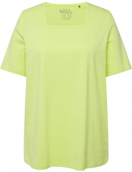 Ulla Popken Essential Square Neck Stretch Tee Lime Green - Trička - 