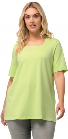 Ulla Popken Essential Square Neck Stretch Tee Lime Green - Trička - 